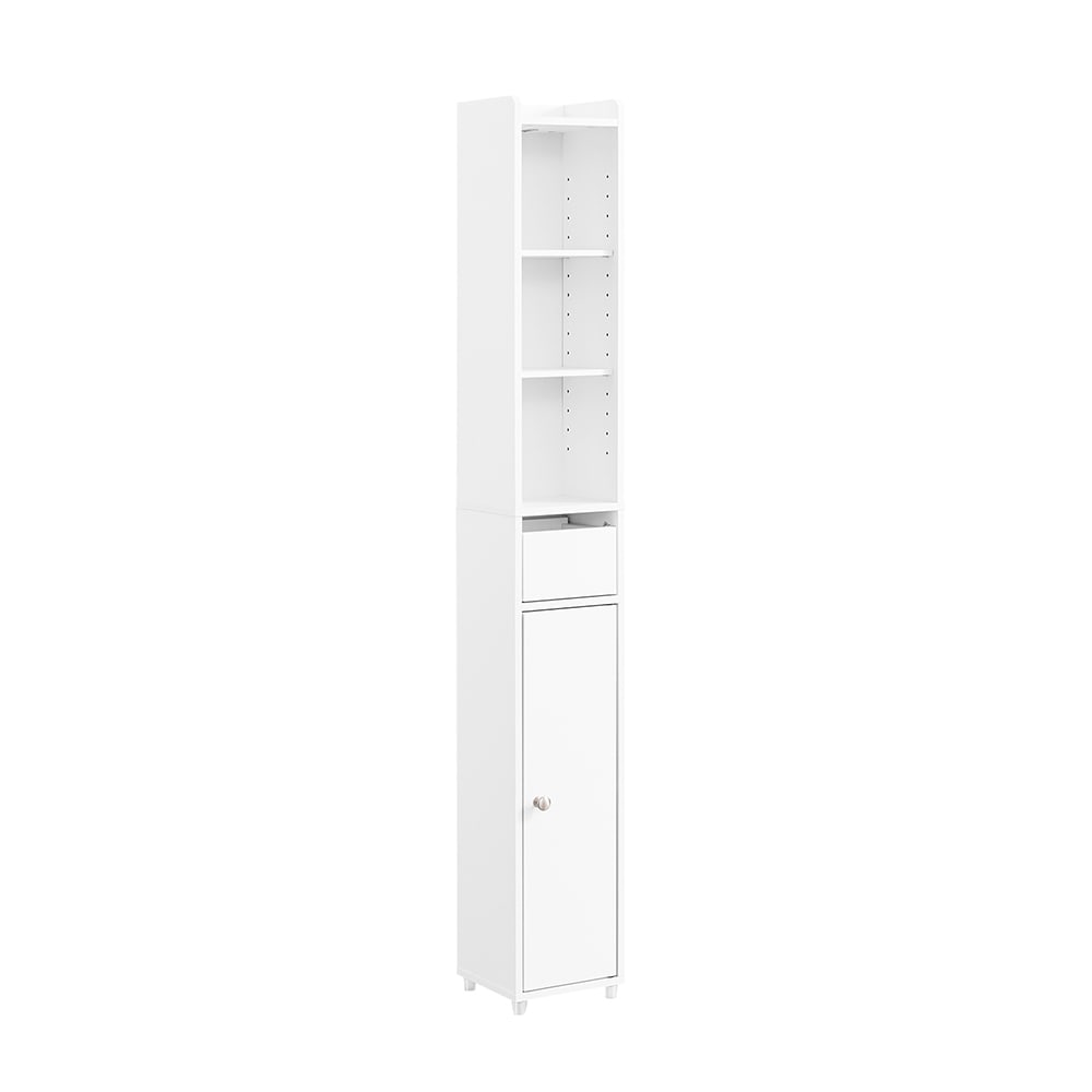 Badezimmerschrank Mit Einer Schublade Weiß 19.6X19.6X145Cm