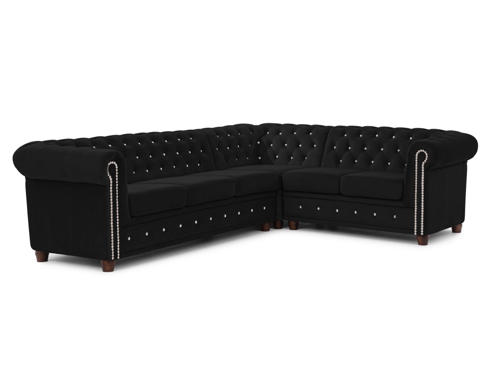 Canapé Chesterfield d’angle en velours noir