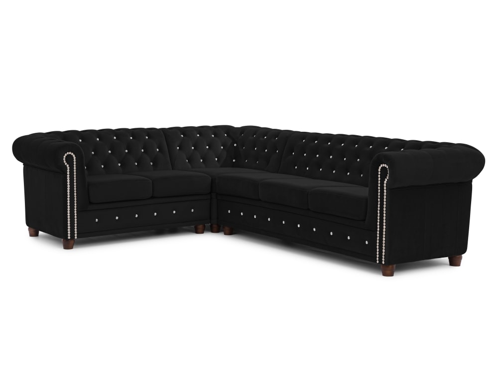 Canapé Chesterfield d’angle en velours noir