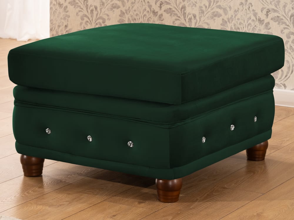 Repose-pieds Chesterfield en velours vert bouteille