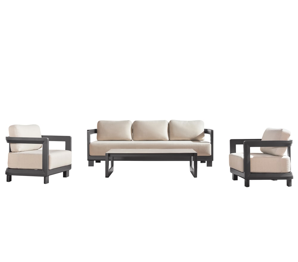 Salon de jardin 5 places en aluminium  anthracite