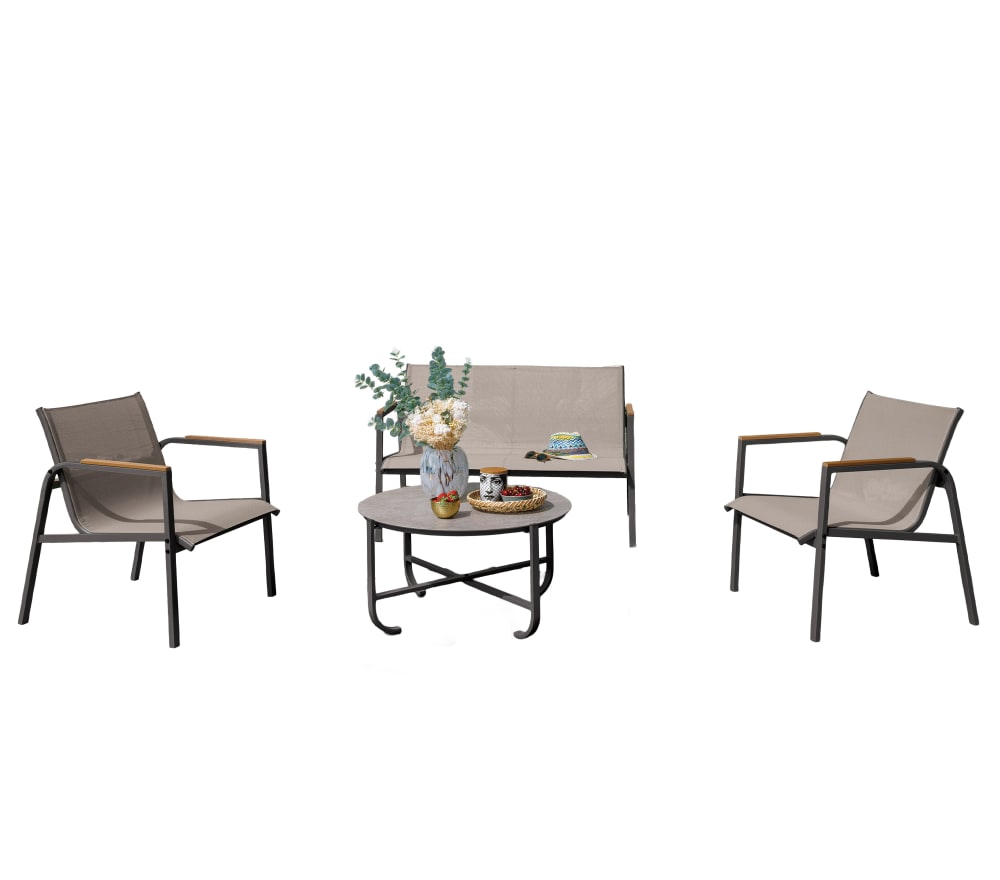 Salon de jardin 4 places en acier  anthracite