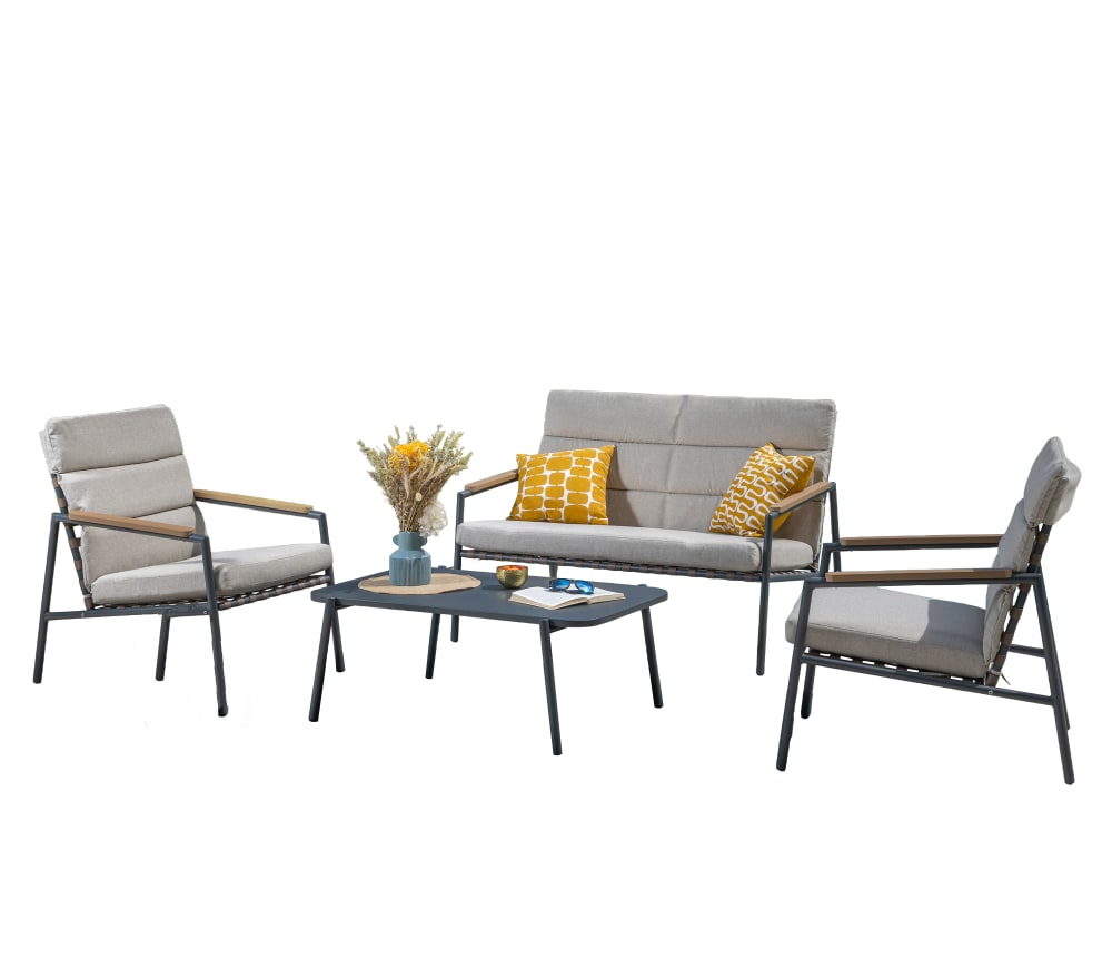 Salon de jardin 4 places en aluminium  anthracite