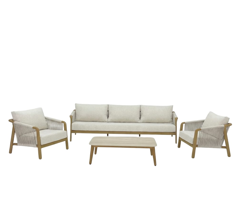 Salon de jardin 5 places en aluminium  couleur bois