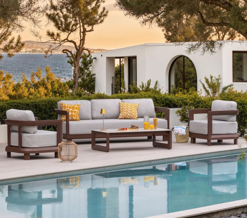 Salon de jardin 5 places en aluminium  chocolat