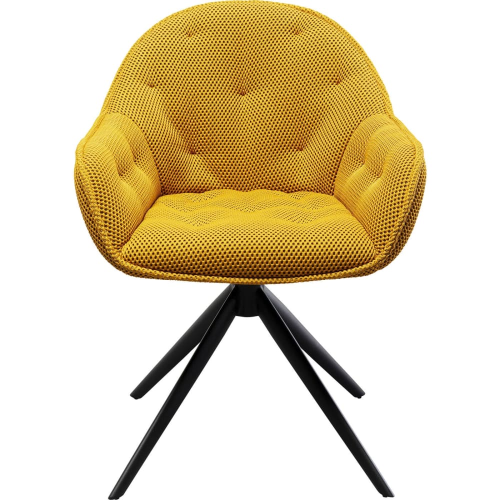 Chaise avec accoudoirs pivotante imitation résille jaune Chaise avec accoudoirs pivotante imitation résille jaune