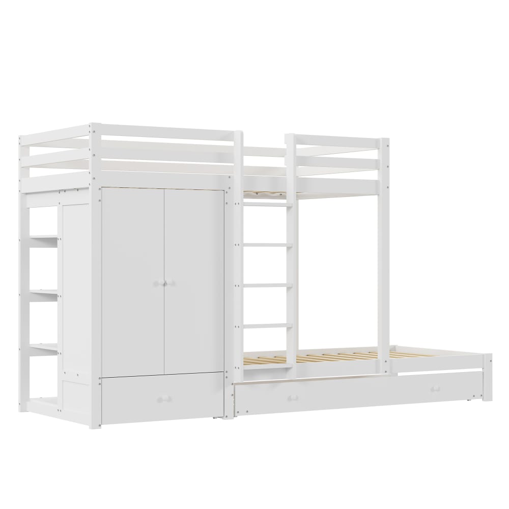 Lit superposé en bois - armoire