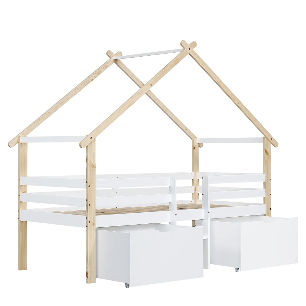 Lit enfant en pin blanc avec rangement 90 x 200 cm