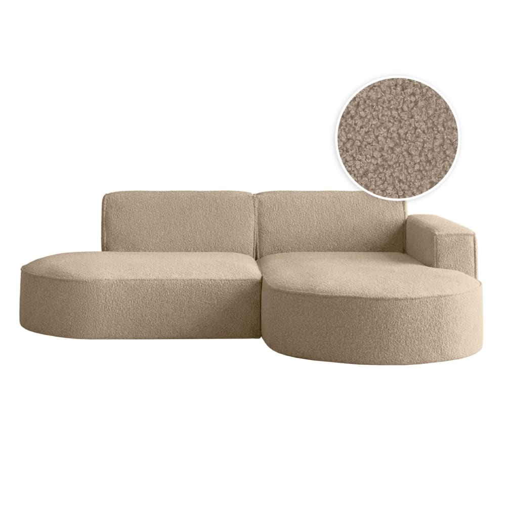 Canapé d'angle droit 4 places MARLA en tissu bouclette - Taupe