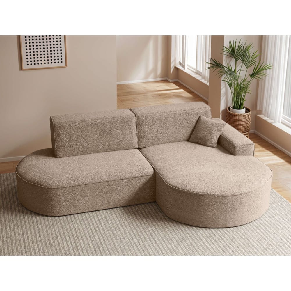 Canapé d'angle droit convertible 4pl marlo en tissu chenille taupe