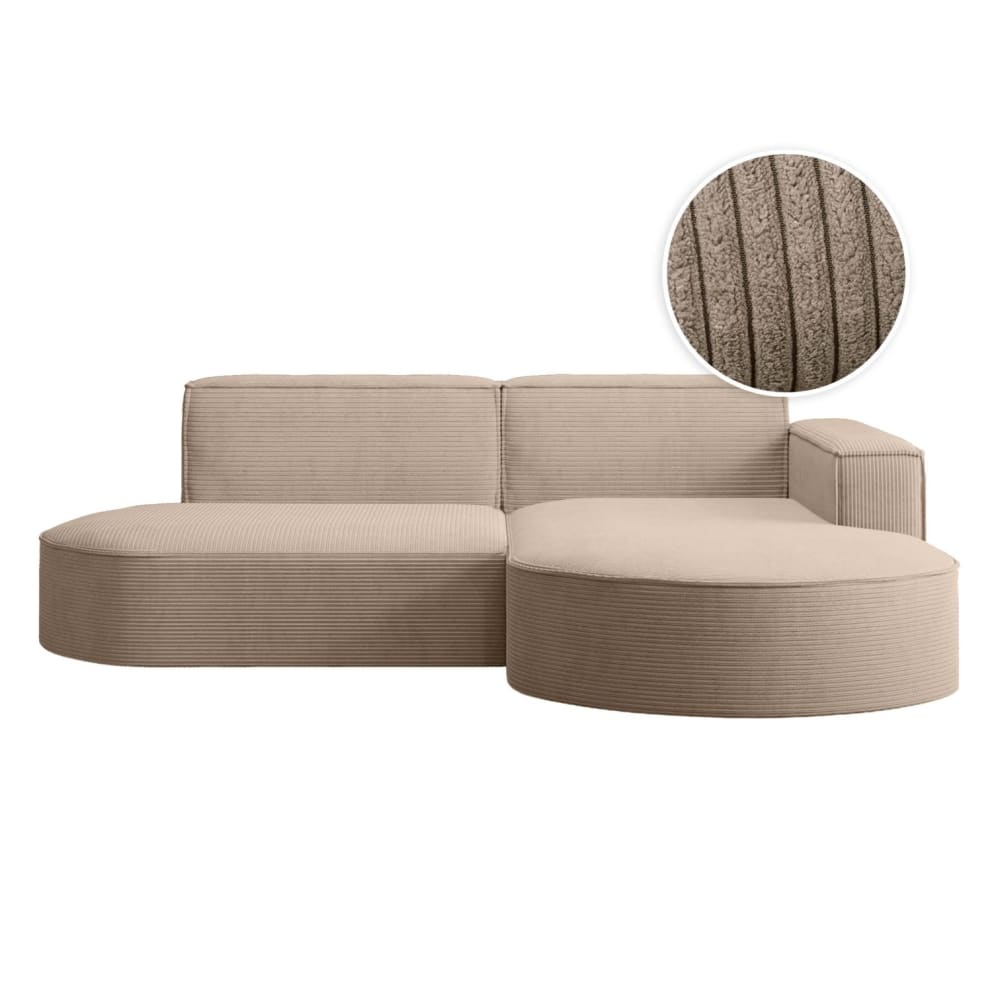 Canapé d'angle droit 4 places MARLA en velours côtelé - Taupe