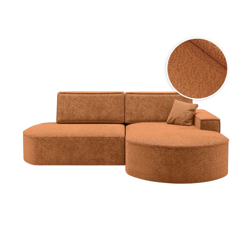 Canapé d'angle droit convertible 4pl MARLO tissu chenille terracotta