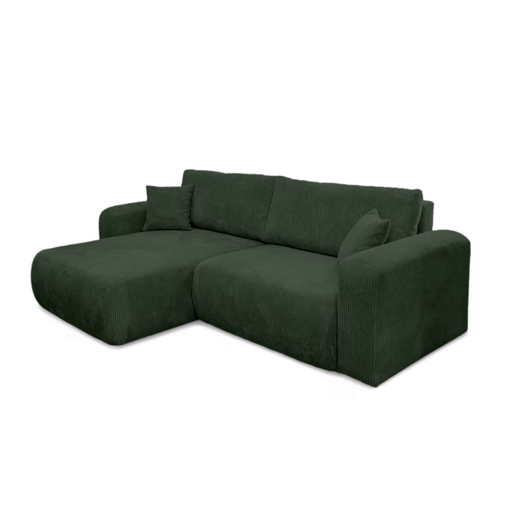 Canapé d'angle convertible 4 places en velours côtelé - Vert foncé