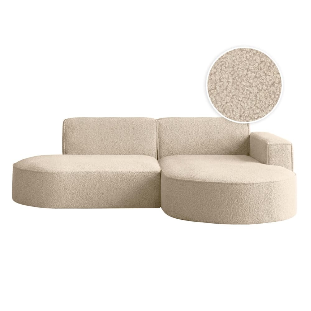 Canapé d'angle droit 4 places MARLA en tissu bouclette - Beige