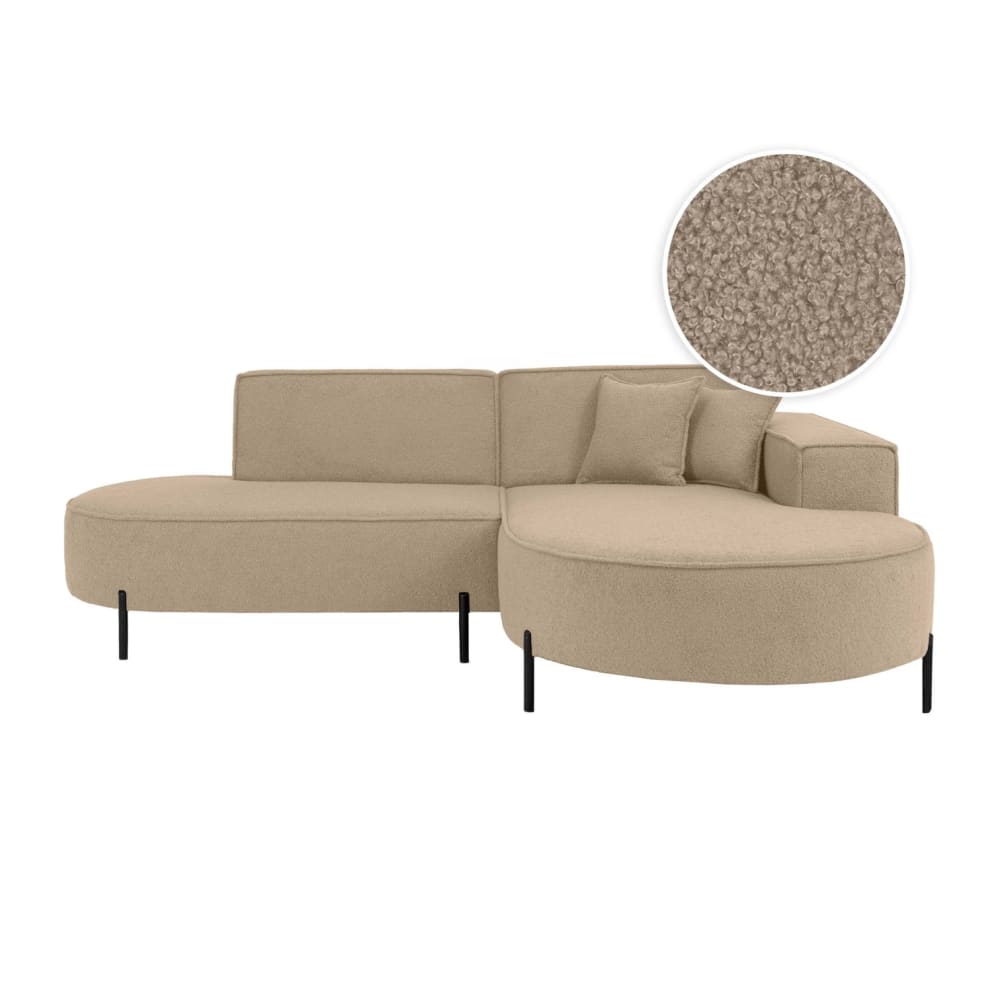 Canapé d'angle droit 4 places MARLON en tissu bouclette taupe