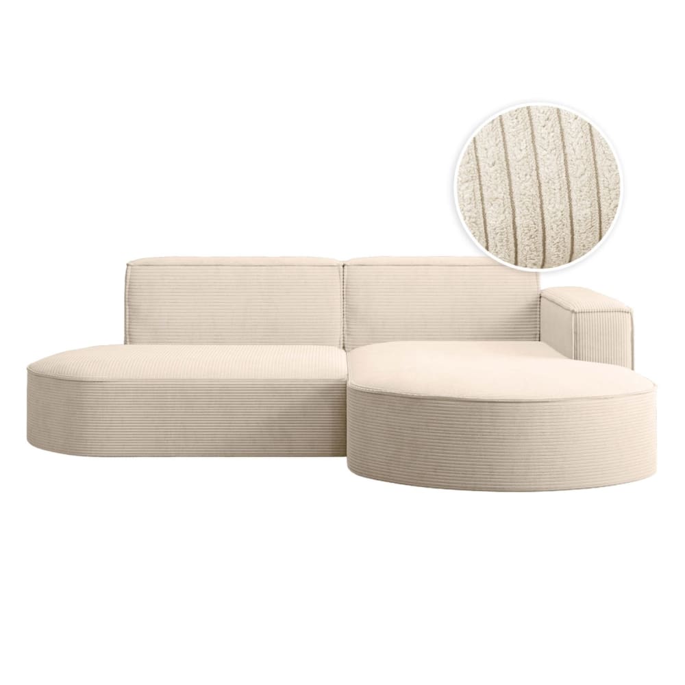 Canapé d'angle droit 4 places MARLA en velours côtelé - Beige