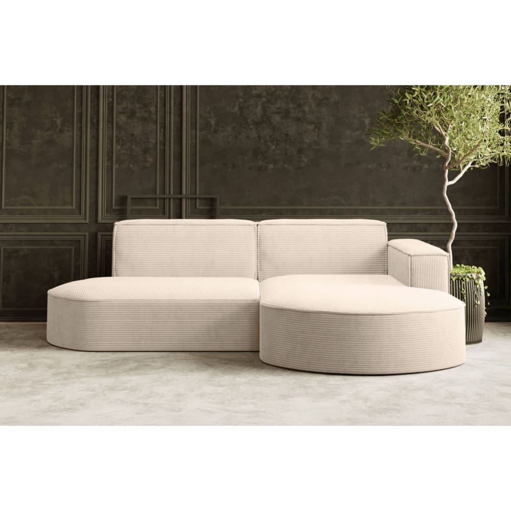 Canapé d'angle droit 4 places MARLA en velours côtelé - Beige