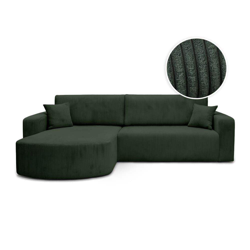 Canapé d'angle réversible 4 places en velours côtelé - Vert foncé