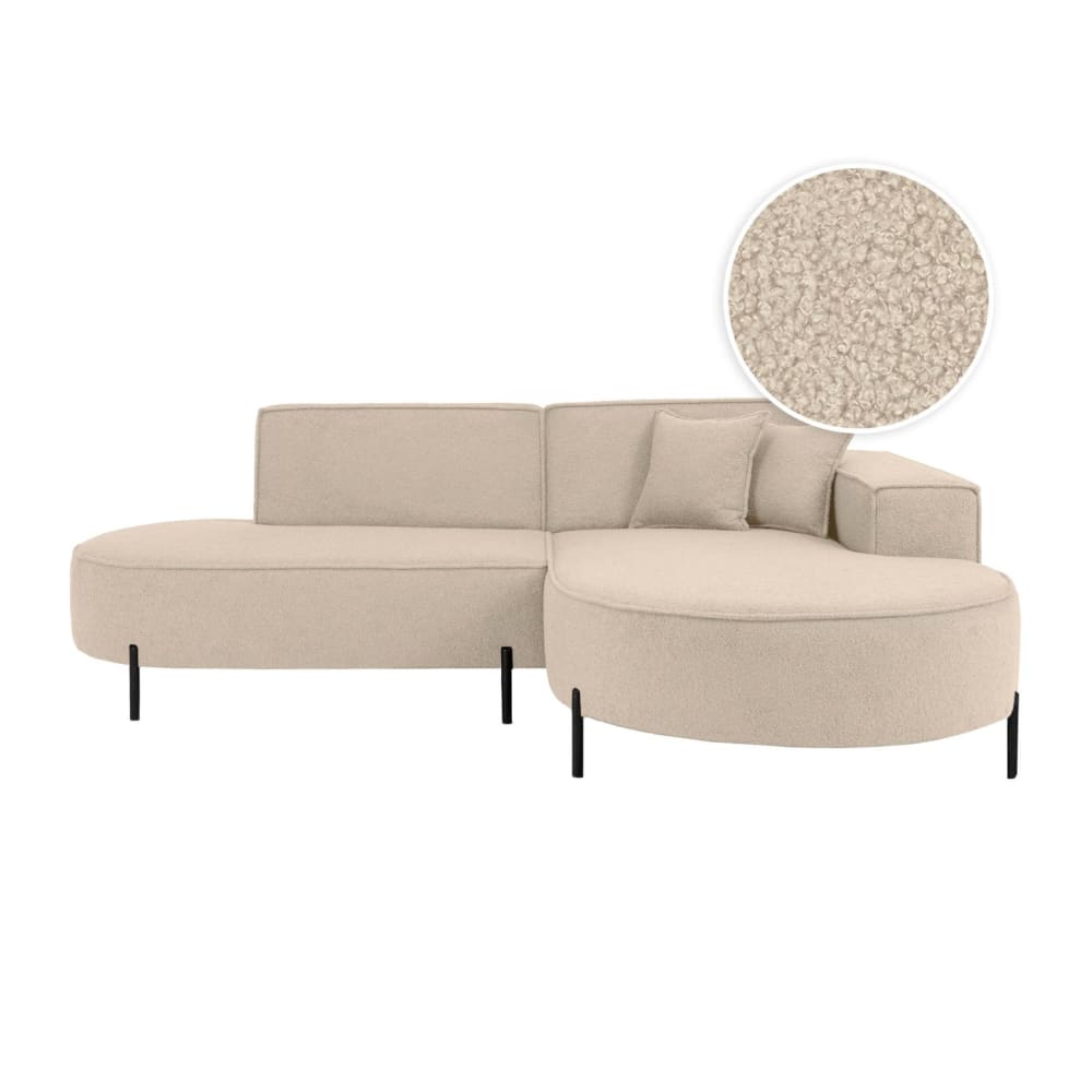Canapé d'angle droit 4 places MARLON en tissu bouclette beige