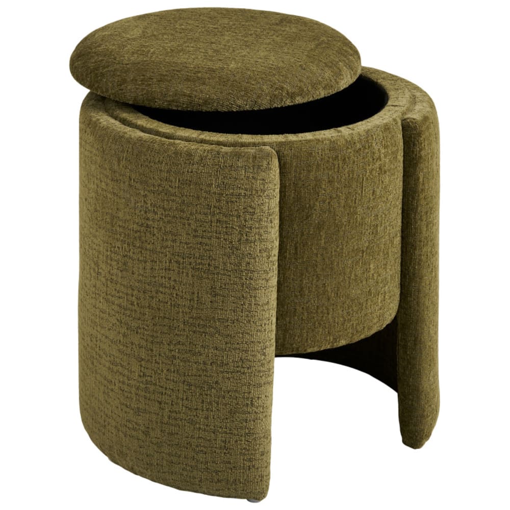 pouf en tissu vert ø42