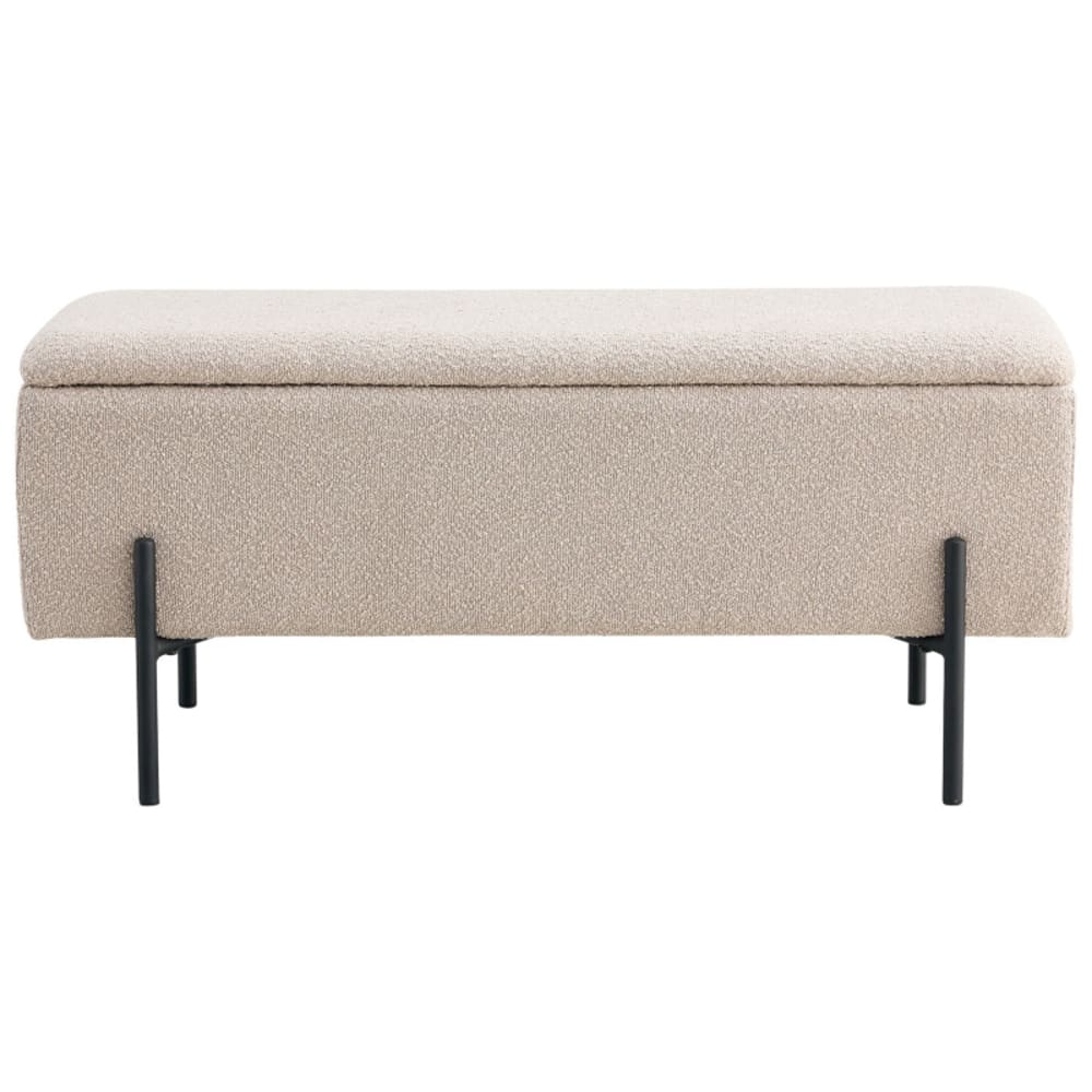 Banc avec rangement en tissu bouclé beige 95 cm Banc avec rangement en tissu bouclé beige 95 cm