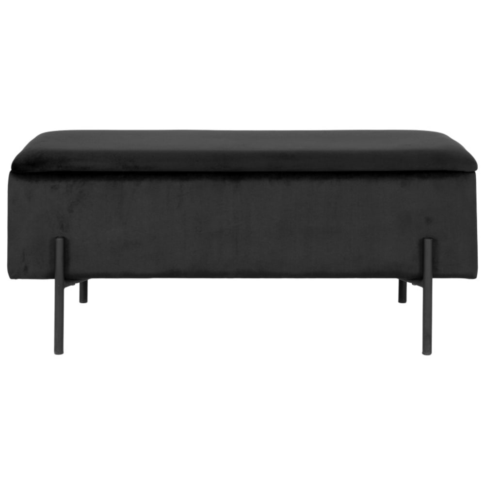 Banc avec rangement en velours noir 95 cm