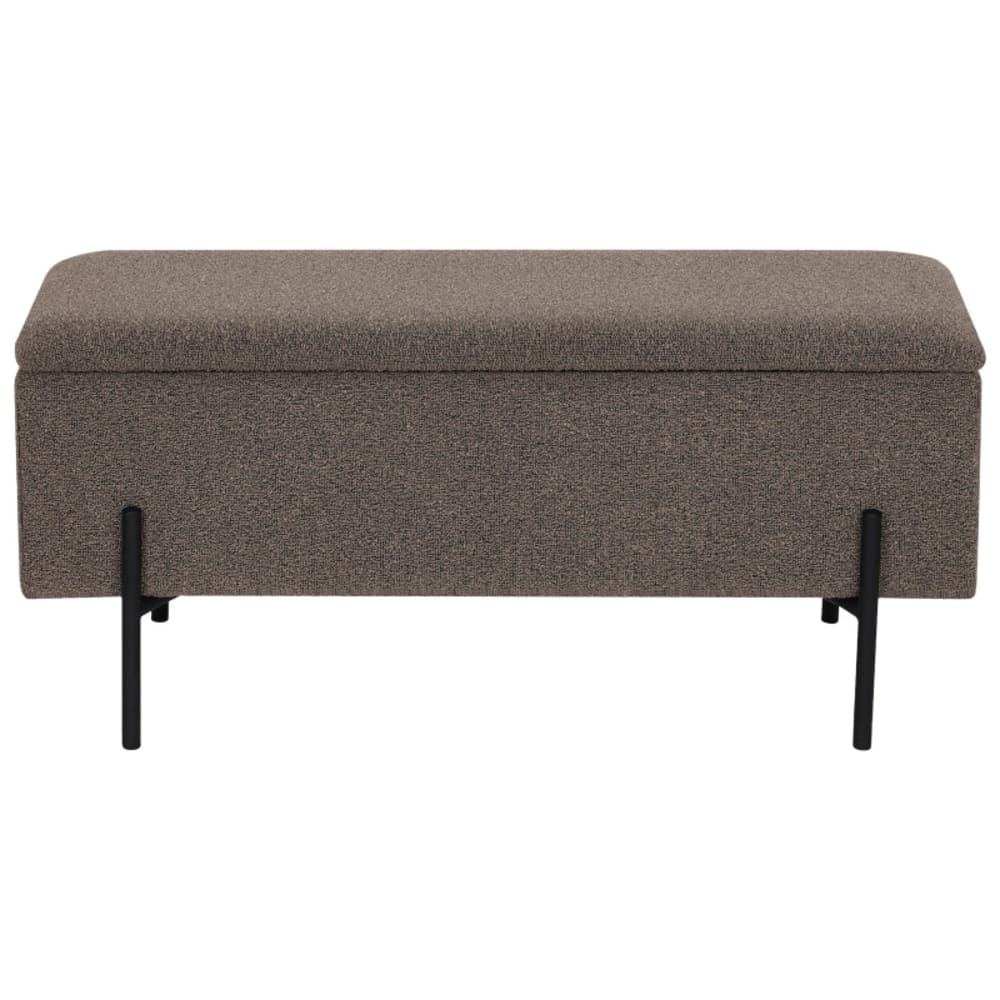Banc avec rangement en tissu bouclé marron 95 cm Banc avec rangement en tissu bouclé marron 95 cm