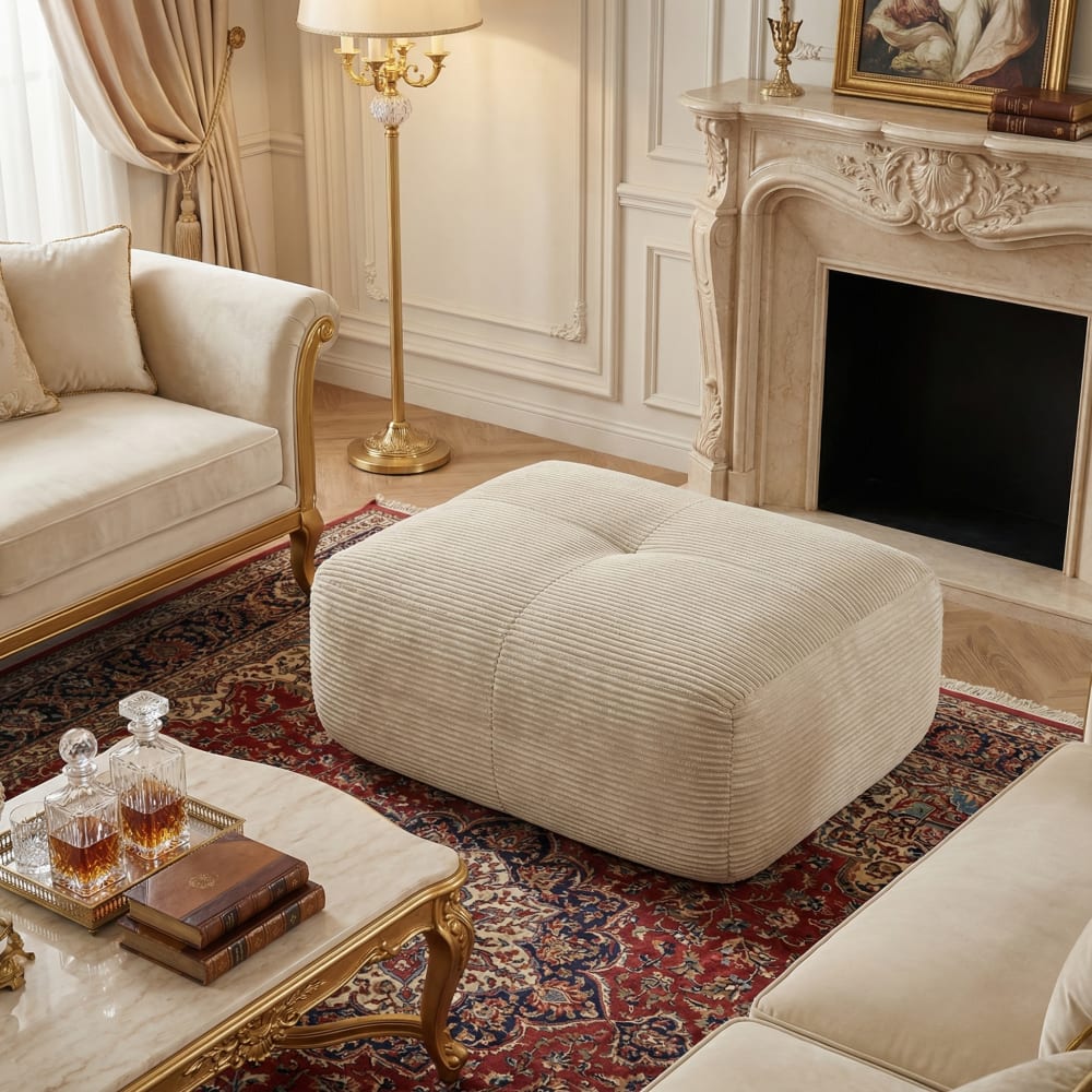 Fauteuil modulable en velours côtelé beige