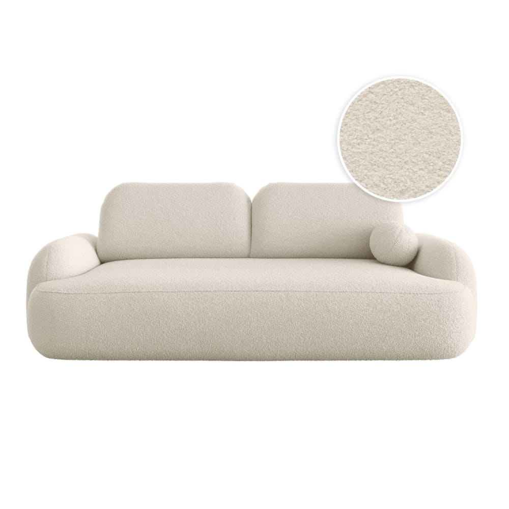 Canapé convertible 3 places MILLY avec coffre en tissu bouclette beige