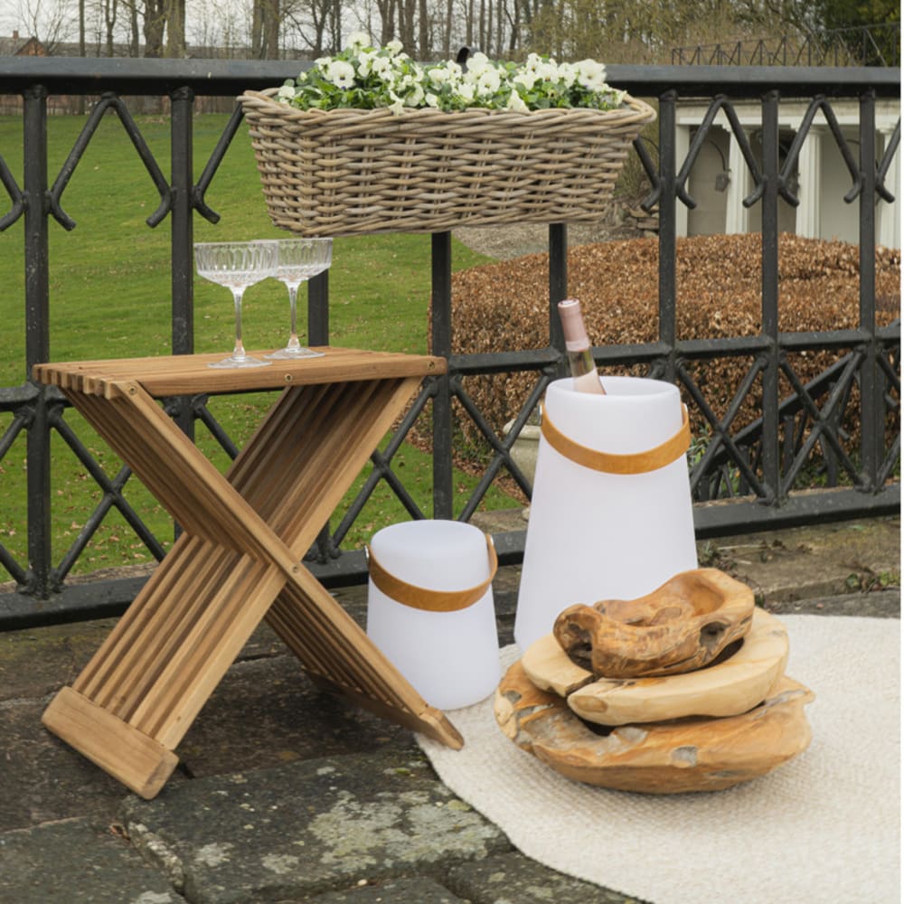 Tabouret en teck massif recyclé 40x35 cm