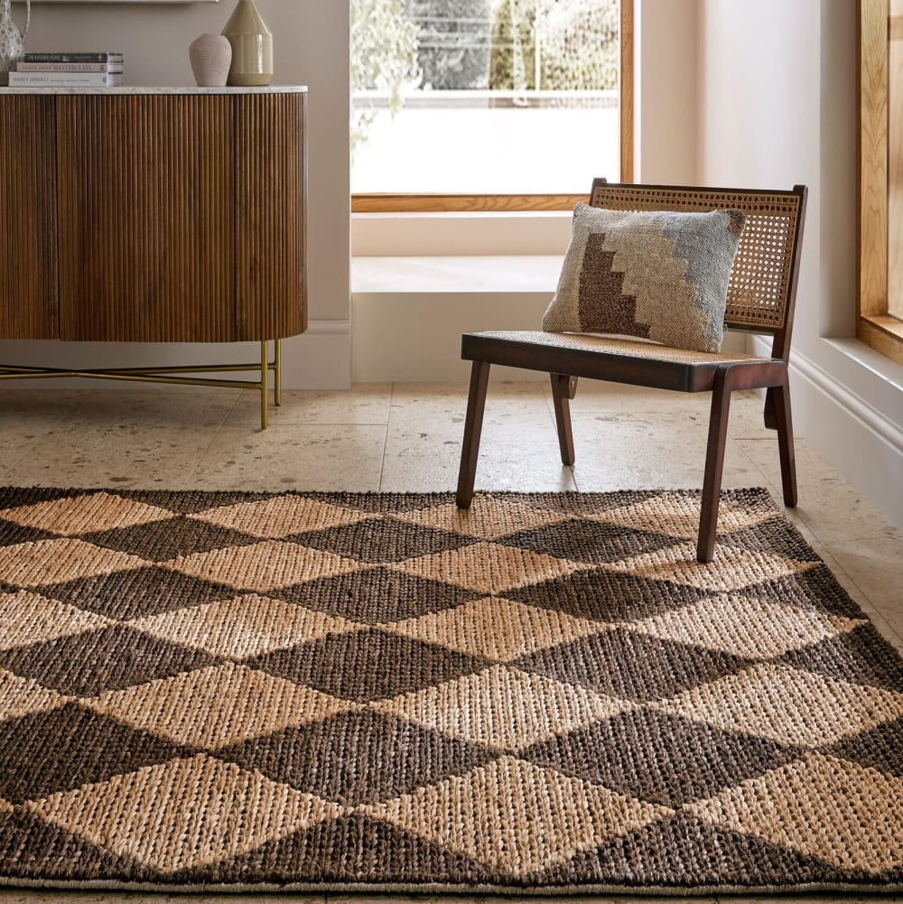 Tapis en jute marron et marron foncé 120x170cm