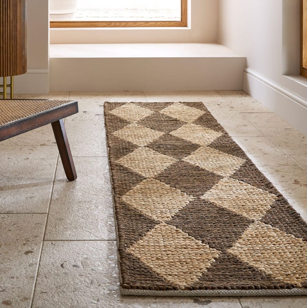 Tapis de couloir en jute marron et marron foncé 80x230cm