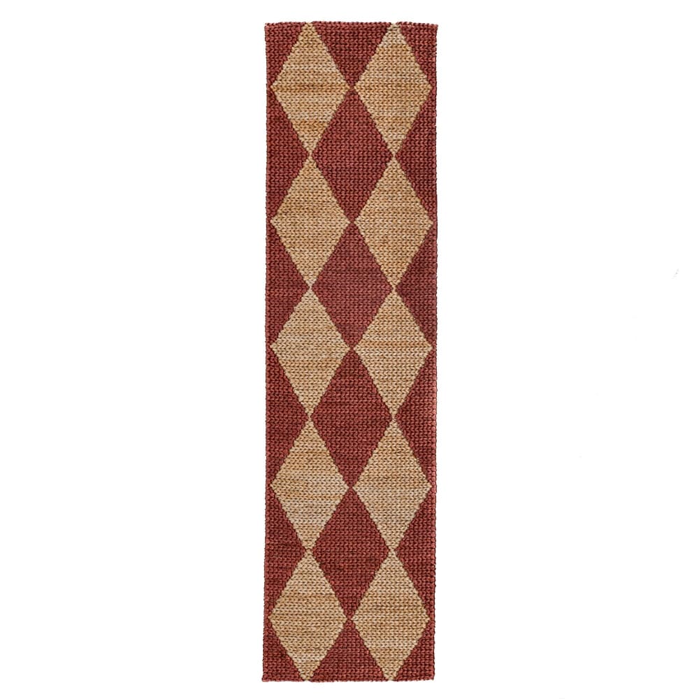 Tapis de couloir en jute marron et terracotta 60x230cm