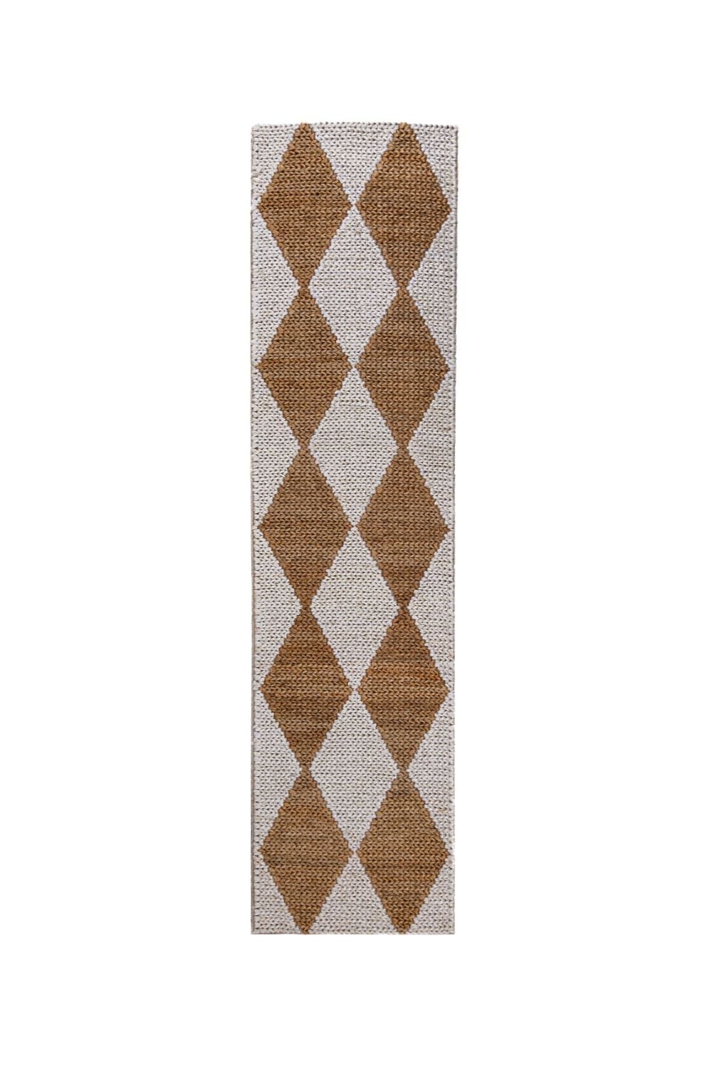 Tapis de couloir en jute marron et blanc 80x230cm