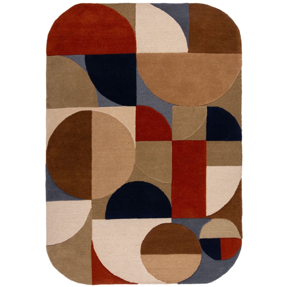 Tapis en laine terracotta, - bleue