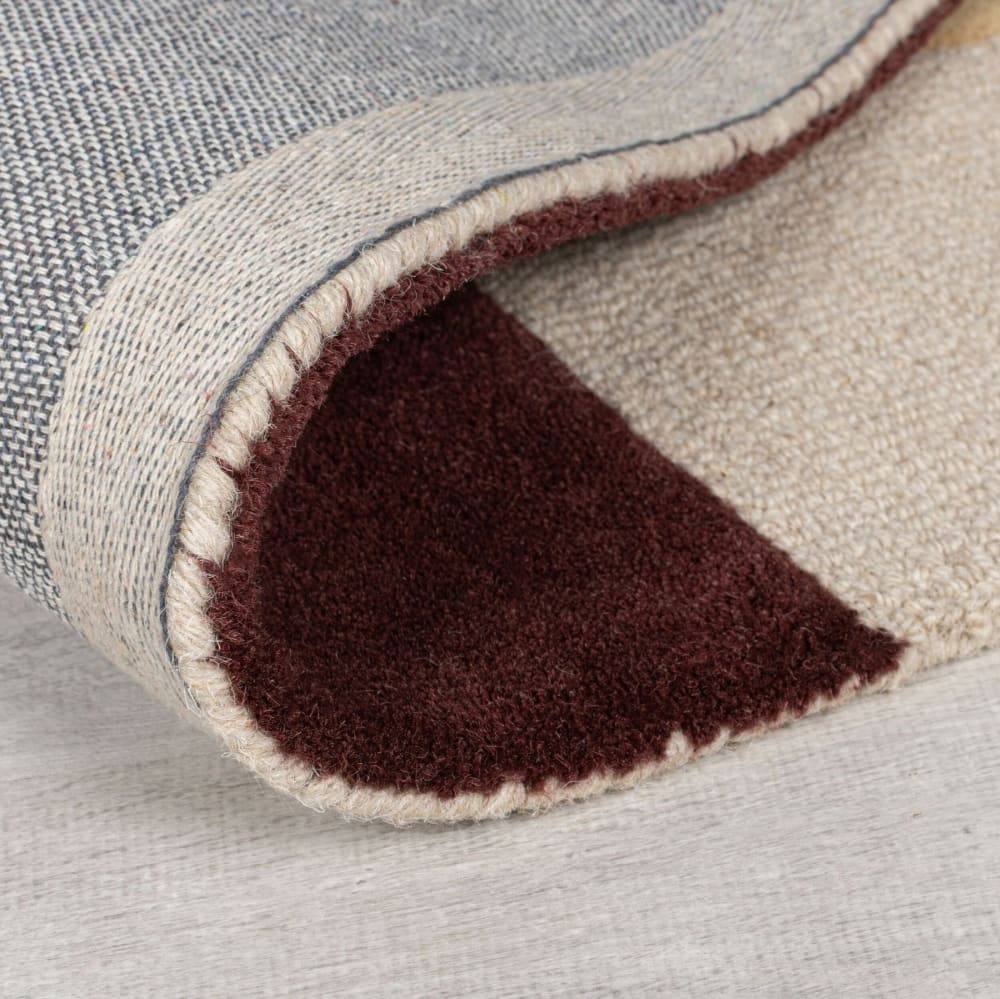 Tapis en laine bordeaux, jaune, beige, bleue et marron 120x170cm — vue 4