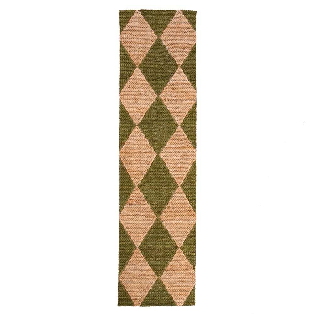 Tapis de couloir en jute marron et vert 80x230cm