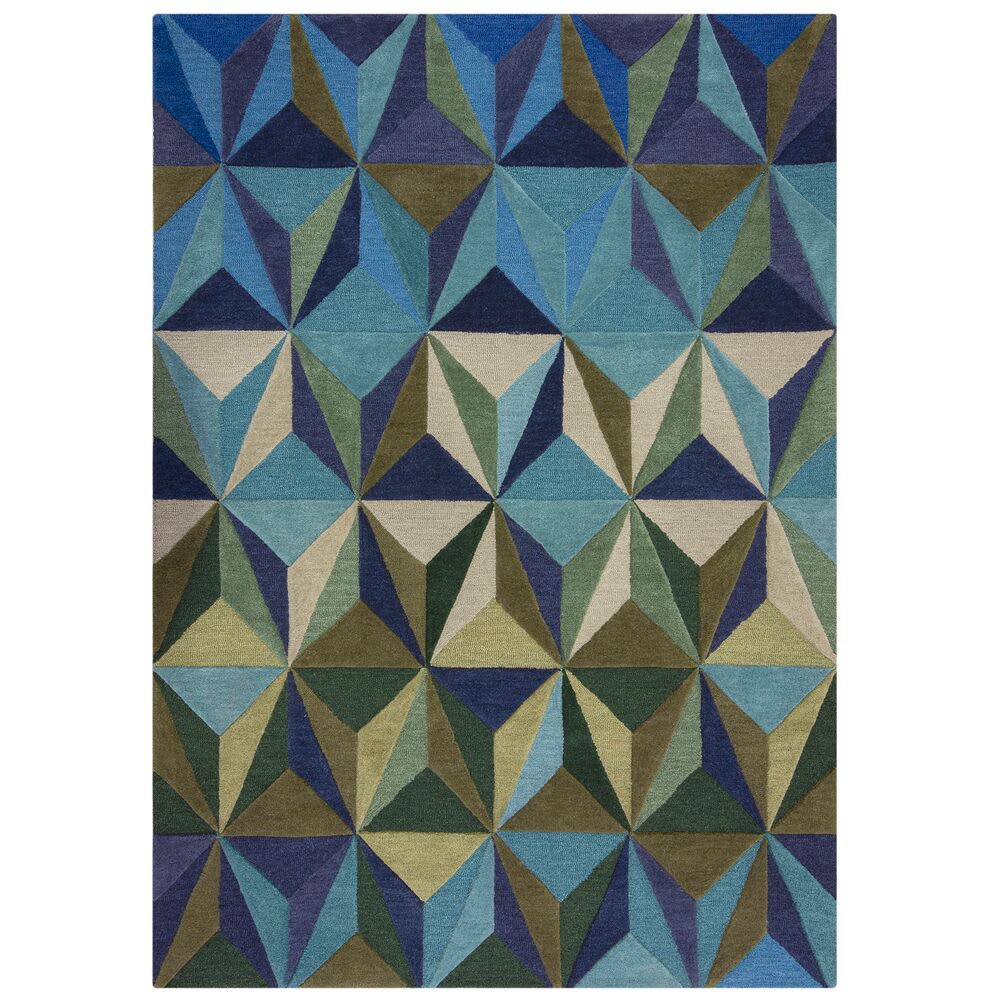 Tapis en laine verte et bleue 160x230cm