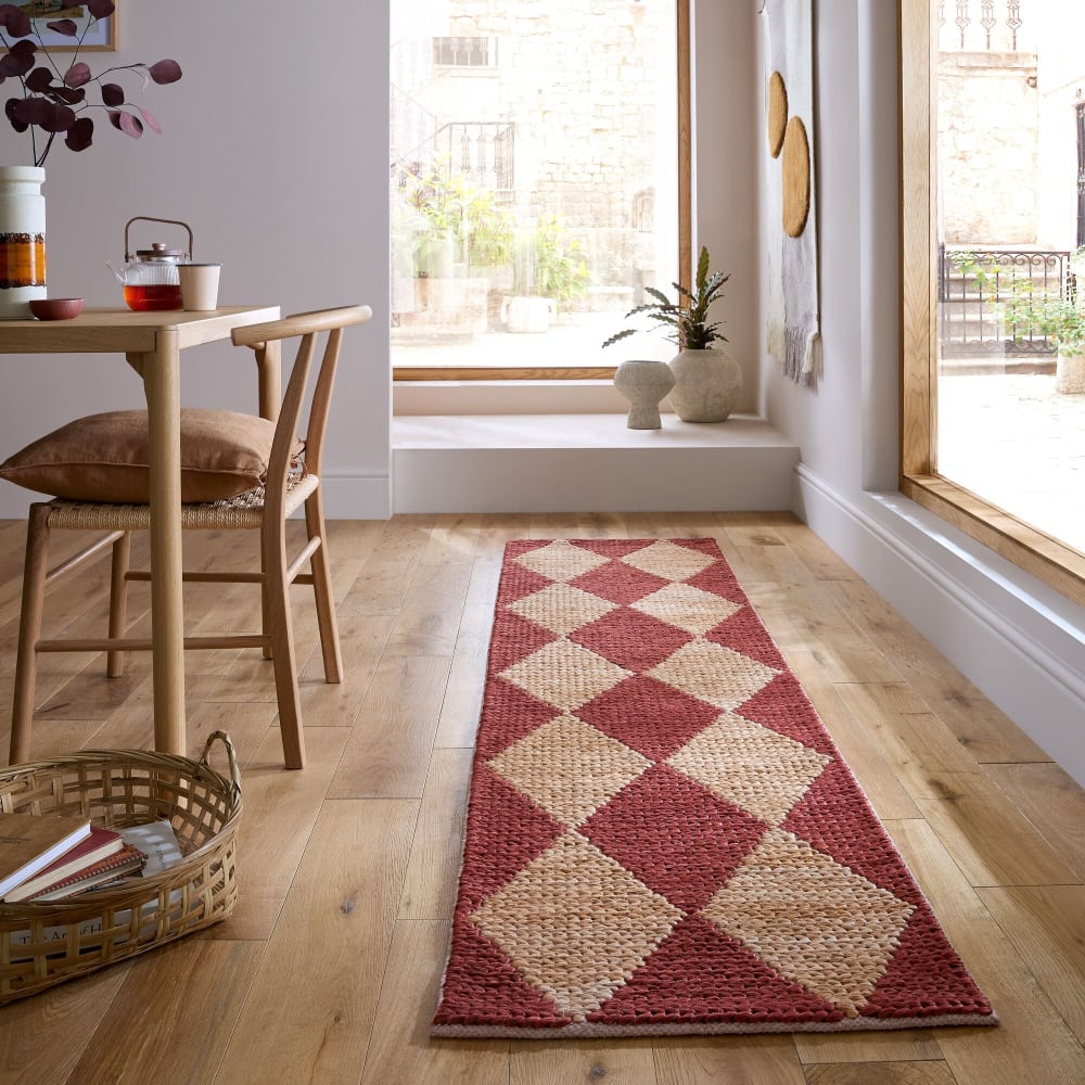Tapis de couloir en jute marron et terracotta 80x230cm — vue 3