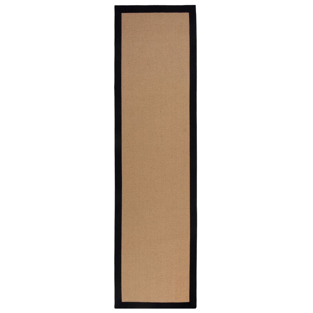 Tapis de couloir en jute à bordures, marron et noir 60x230cm