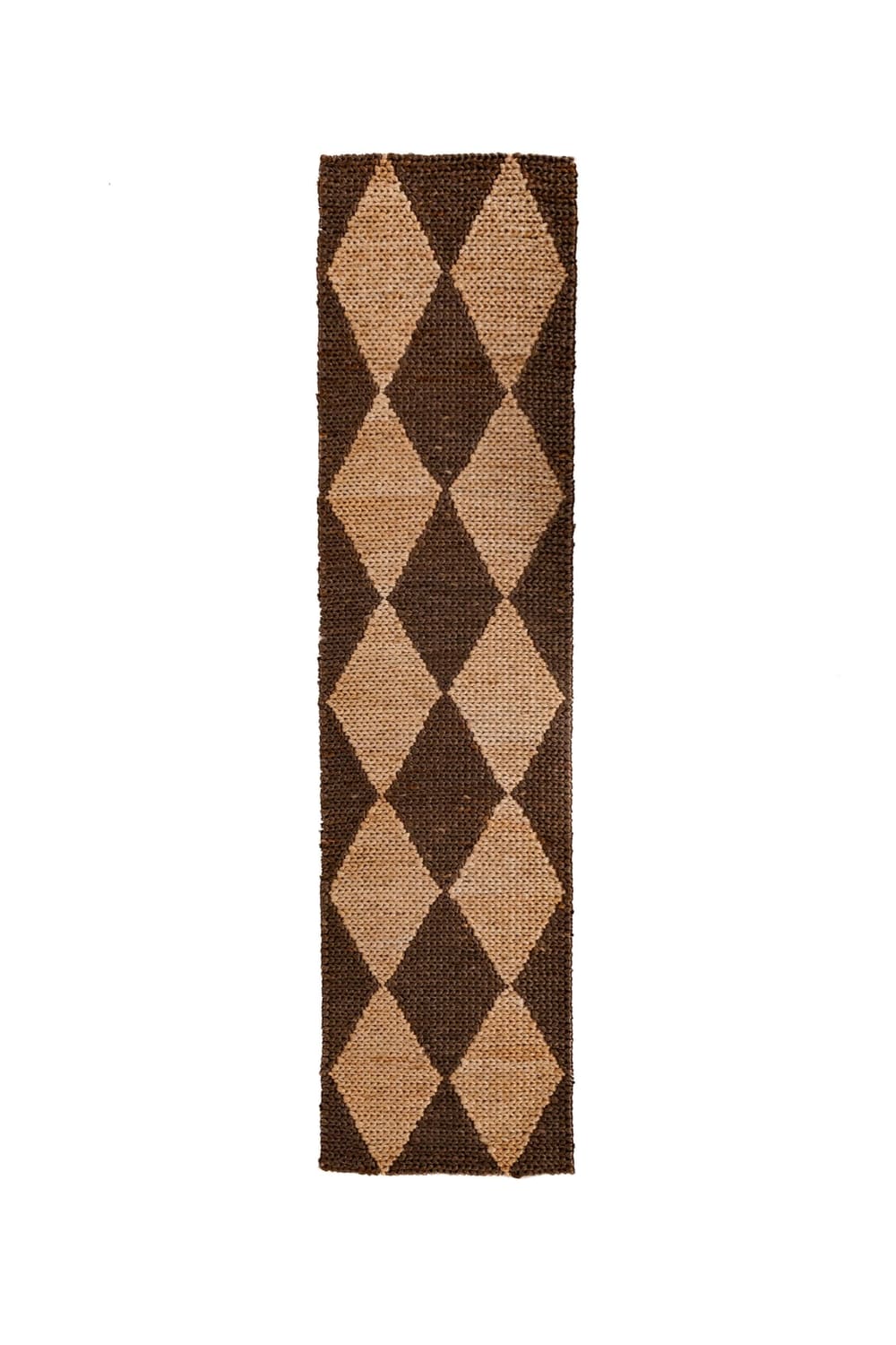 Tapis de couloir en jute marron et marron foncé 60x230cm