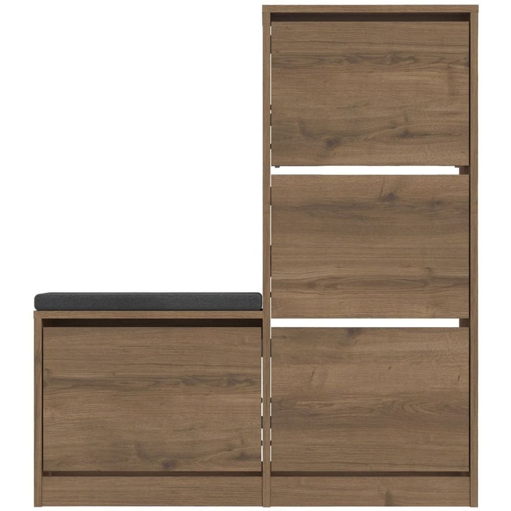 Meuble à chaussures 4 portes avec banc effet bois foncé 105 cm