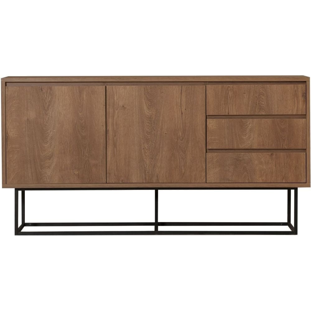 Buffet 2 portes 3 tiroirs effet Noyer 140 cm