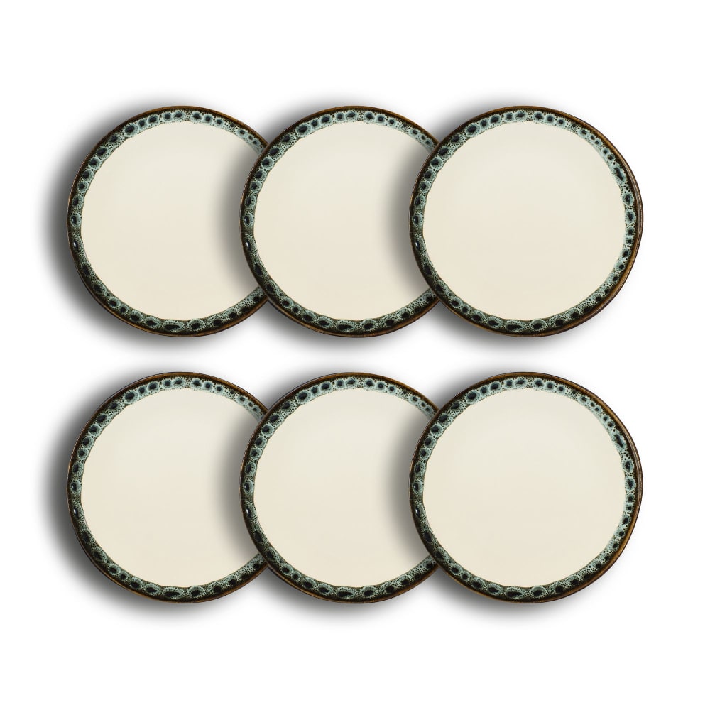 Lot de 6 assiettes plates atome 25cm en faience beige Lot de 6 assiettes plates atome 25cm en faience beige