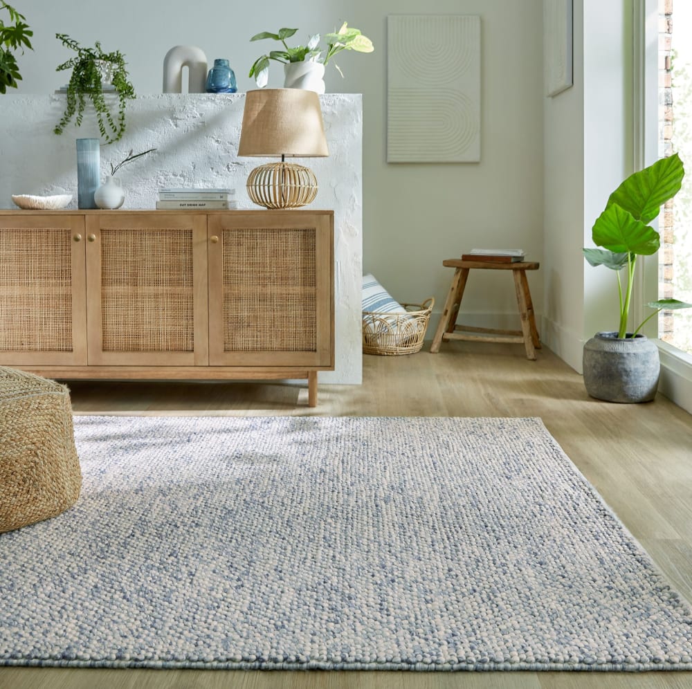 Tapis en laine effet bulle bleue 80x150cm — vue 3
