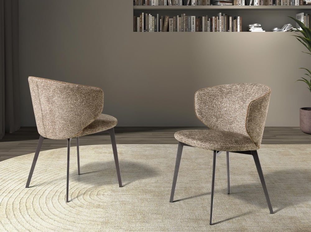 Brauner marmorierter Stoffstuhl - Maisons Du Monde