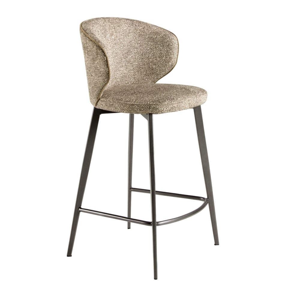 Tabouret en tissu marron chiné Tabouret en tissu marron chiné
