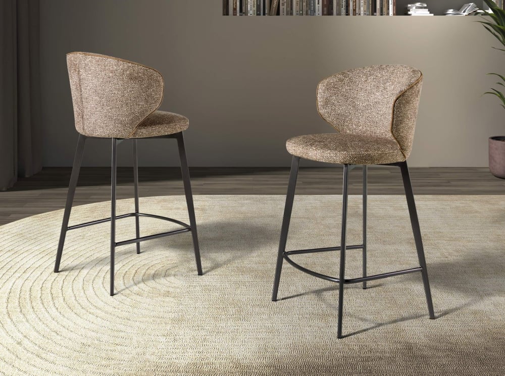 Hocker mit meliertem braunem Stoffbezug - Maisons Du Monde