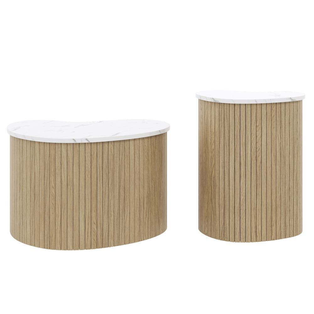 Tables basses gigognes bois naturel et effet marbre