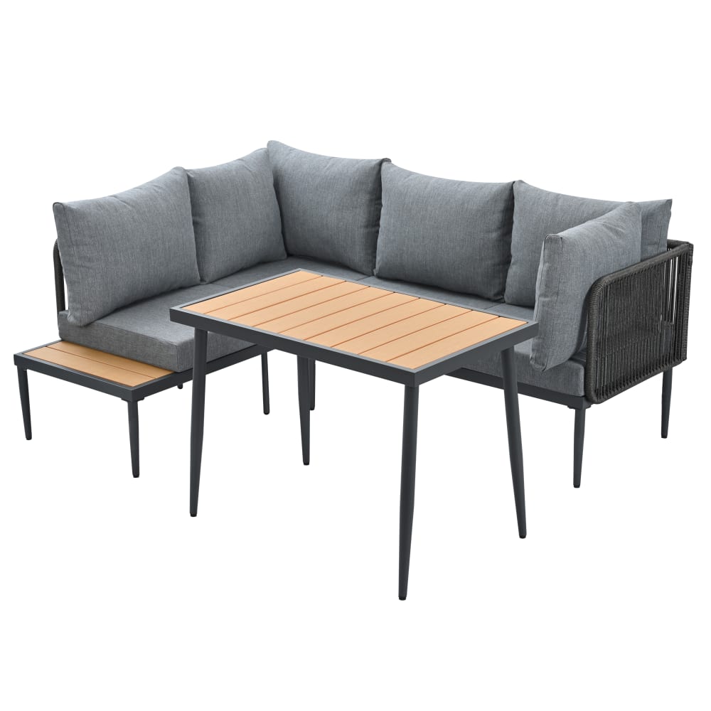 Salon de jardin 4 places en acier gris